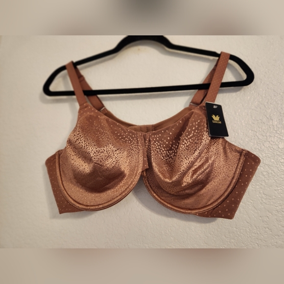 Wacoal Back Appeal Underwire Bra in Cocoa with Gold Dot Embellishment Size 44C - Picture 5 of 16